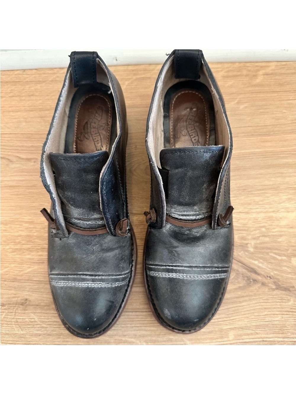 Freebird by Steven Mabel Black Leather Slip-On Casual Shoes